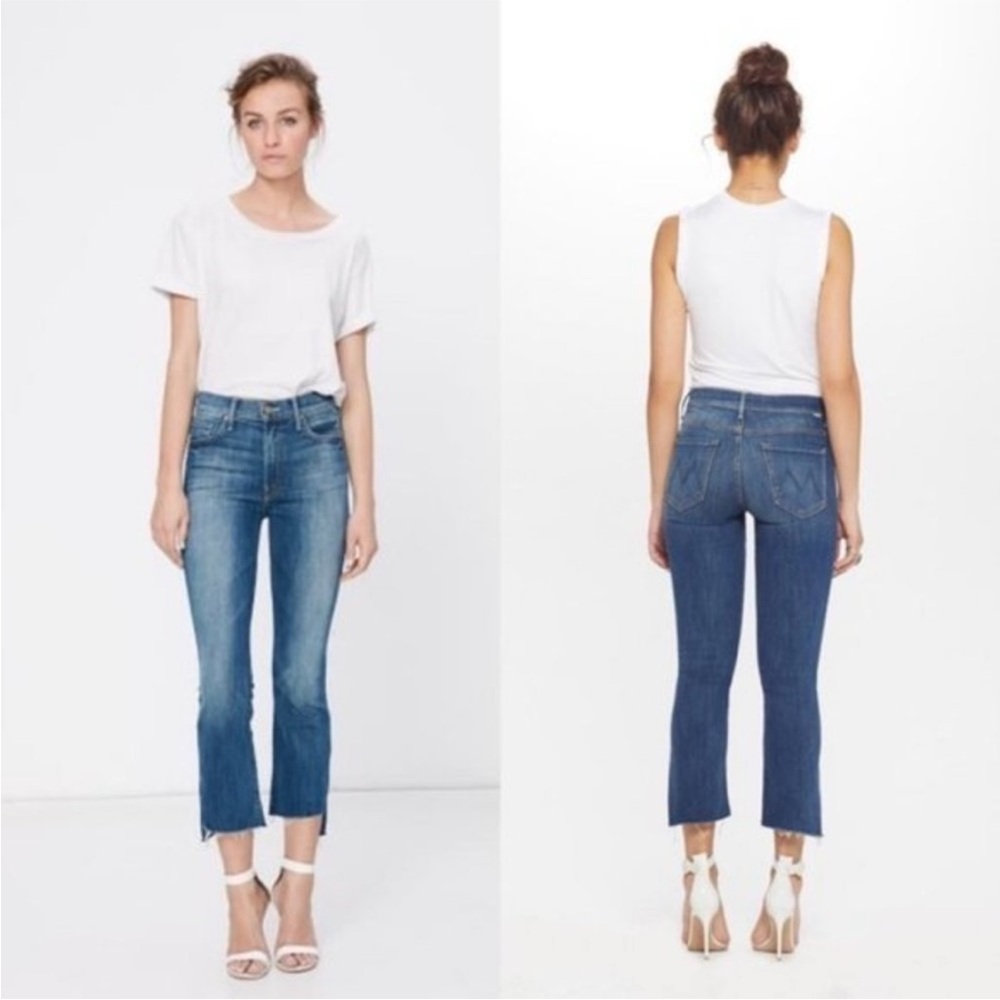 MOTHER Mid-Blue Cropped Ankle Maternity Jeans